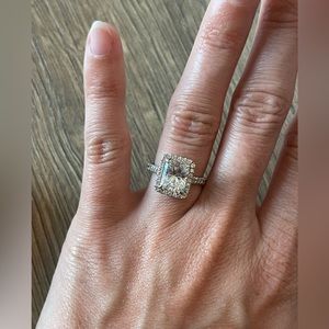 Radiant-Cut Moissanite Halo Ring In 14K White Gold 3 Ct.